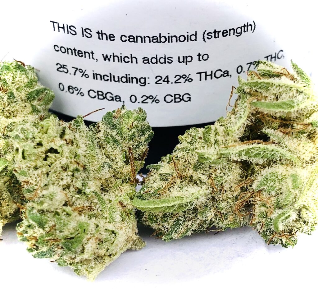 snow monster potency label with buds