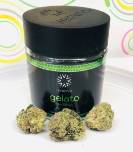 jar of gelato by verano with 3 buds in the foreground
