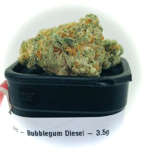 bud of bubblegum diesel on container top